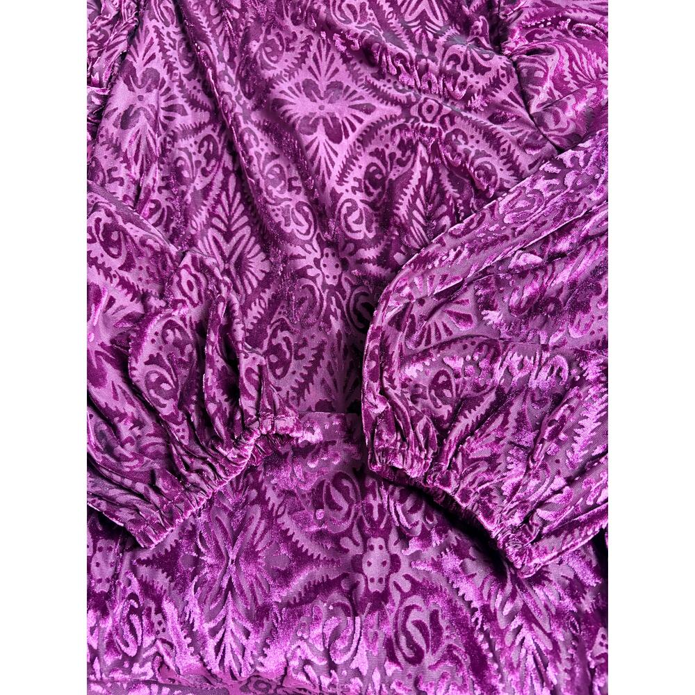 Vici High Neck Purple MIni Cocktail Dress Ruched Velvet Open Back Long Sleeve M - Picture 10 of 12